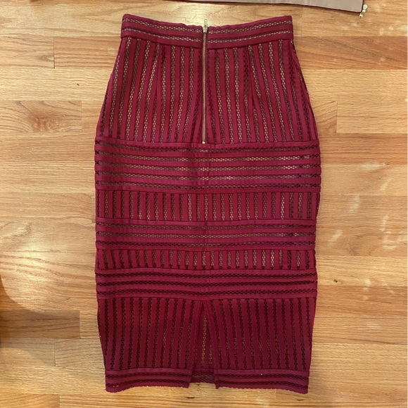 Self Portrait Matching Set in Burgundy Mesh - Picture 5 of 9